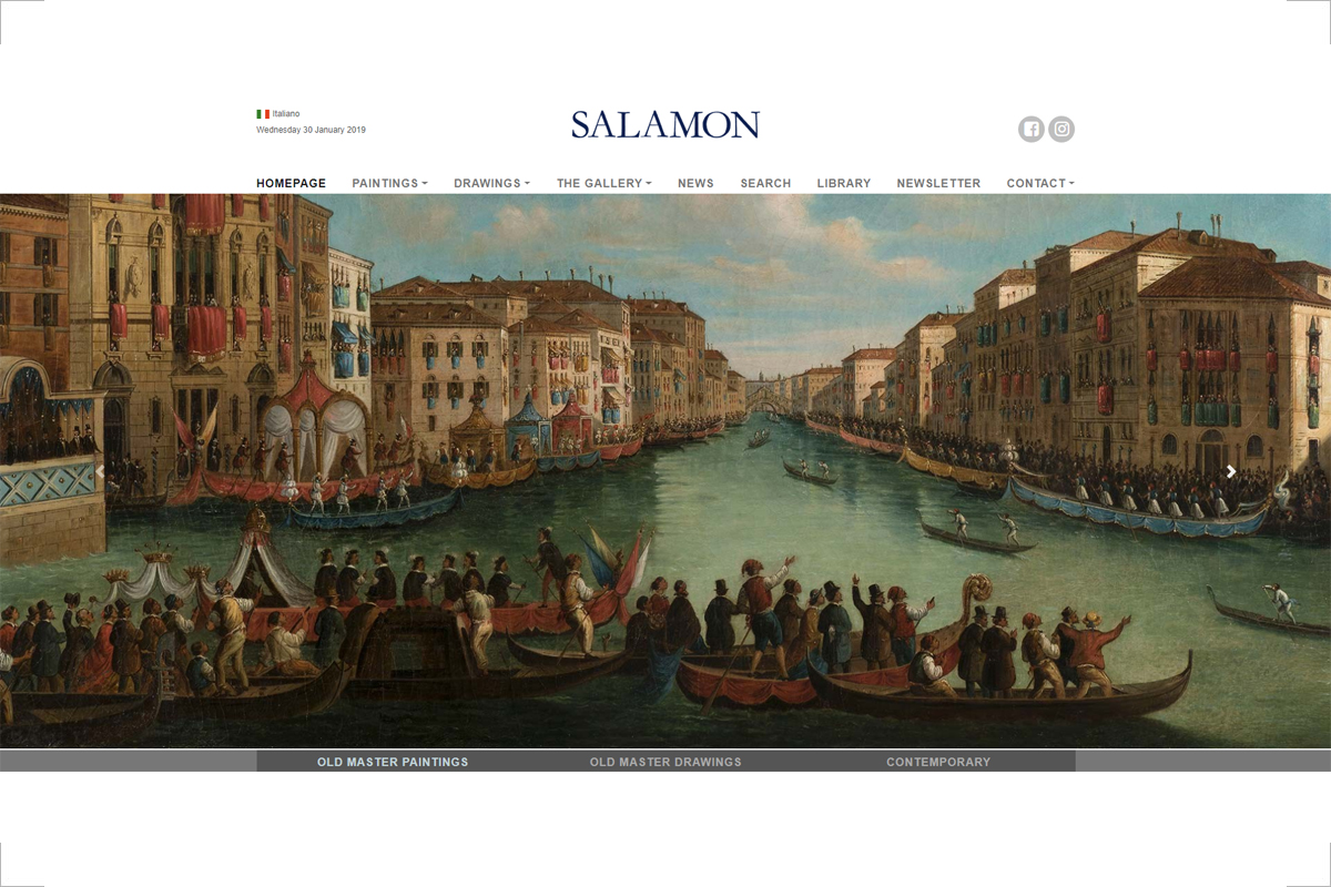 Homepage del sito web della galleria Salamon di Milano