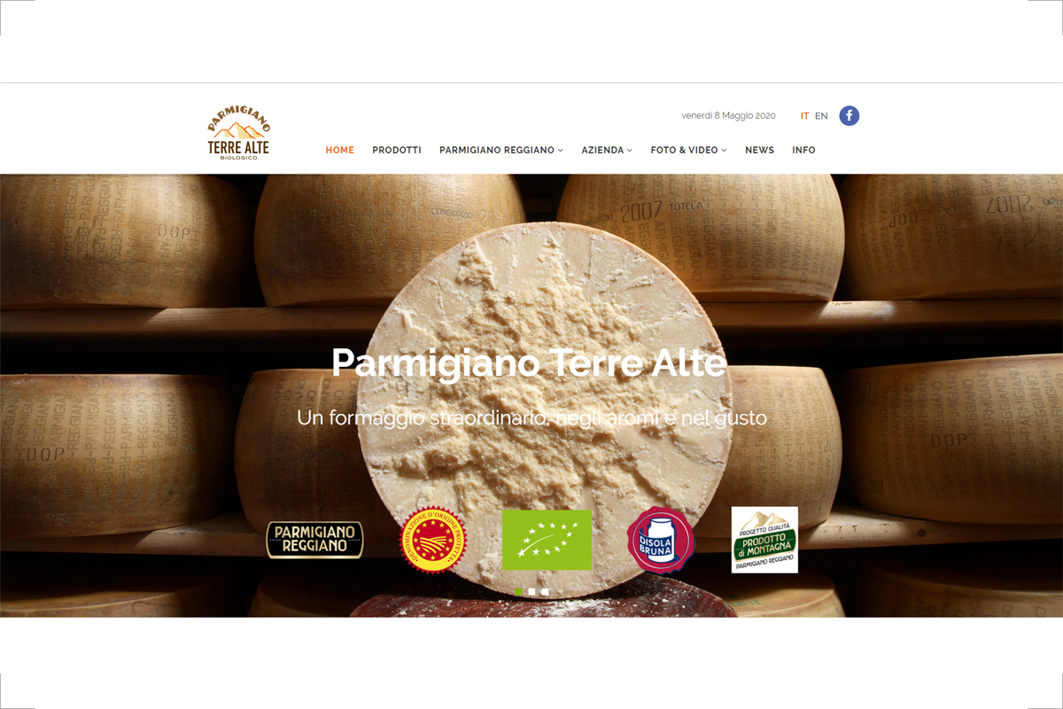 Homepage del sito web Parmigiano Terre Alte